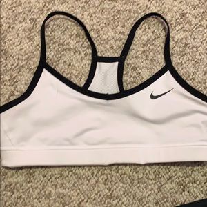 Black and white nike sports bra